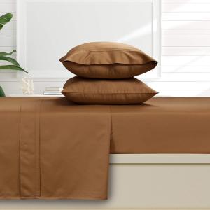 imageTribeca Living 500 Thread Count Egyptian Cotton 6Piece California King Sheet Set Deep Pockets Soft Sateen Weave Midnight BlueBeige