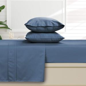 imageTribeca Living 500 Thread Count Egyptian Cotton 6Piece California King Sheet Set Deep Pockets Soft Sateen Weave Midnight BlueBlue