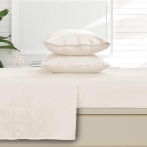 imageTribeca Living 500 Thread Count Egyptian Cotton 6Piece California King Sheet Set Deep Pockets Soft Sateen Weave Midnight BlueCream