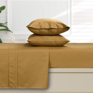imageTribeca Living 500 Thread Count Egyptian Cotton 6Piece California King Sheet Set Deep Pockets Soft Sateen Weave Midnight BlueGold