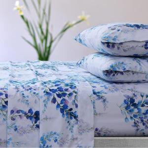 imageTribeca Living Azores Home Serena Printed Deep Pocket Sheet Set Cal King Multicolor SEREN110SHECKBlue