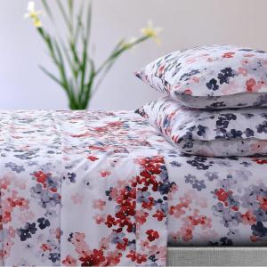 imageTribeca Living Azores Home Serena Printed Deep Pocket Sheet Set Cal King Multicolor SEREN110SHECKRed