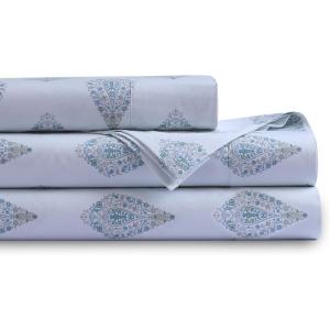 imageTribeca Living Cotton Percale Queen Size Bed Sheet Set 300 Thread Count Extra Deep Pockets MulticolorEvelyn