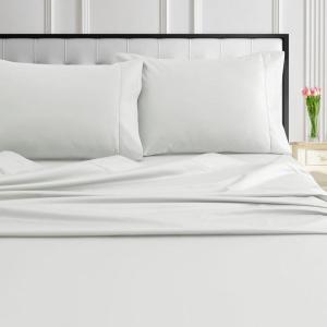 imageTribeca Living Cotton Percale Queen Size Bed Sheet Set 300 Thread Count Extra Deep Pockets MulticolorIvory