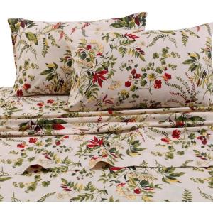 imageTribeca Living Cotton Percale Queen Size Bed Sheet Set 300 Thread Count Extra Deep Pockets MulticolorMaui Multi