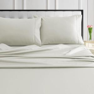 imageTribeca Living Cotton Percale Queen Size Bed Sheet Set 300 Thread Count Extra Deep Pockets MulticolorSand