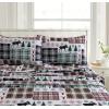 imageTribeca Living CHREVESNSHTW Deep Pocket Sheet Set Twin Xmas Eve SnowflakesPatchwork Plaid