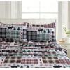 imageTribeca Living CHREVESNSHTW Deep Pocket Sheet Set Twin Xmas Eve SnowflakesPatchwork Plaid