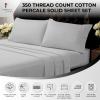 imageTribeca Living Crisp and Smooth Egyptian Cotton Percale Solid Sheets and Pillowcase Set Extra Deep Pocket 350 Thread Count 4Piece Luxury Bedding California King Light IvoryWhite