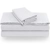 imageTribeca Living Crisp and Smooth Egyptian Cotton Percale Solid Sheets and Pillowcase Set Extra Deep Pocket 350 Thread Count 4Piece Luxury Bedding California King Light IvoryPure White