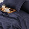 imageTribeca Living Crisp and Smooth Egyptian Cotton Percale Solid Sheets and Pillowcase Set Extra Deep Pocket 350 Thread Count 4Piece Luxury Bedding California King Light IvoryPilot Blue