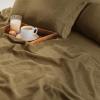 imageTribeca Living Crisp and Smooth Egyptian Cotton Percale Solid Sheets and Pillowcase Set Extra Deep Pocket 350 Thread Count 4Piece Luxury Bedding California King Light IvoryEarth Oak