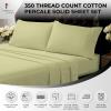 imageTribeca Living Crisp and Smooth Egyptian Cotton Percale Solid Sheets and Pillowcase Set Extra Deep Pocket 350 Thread Count 4Piece Luxury Bedding California King Light IvoryGreen
