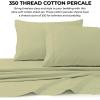 imageTribeca Living Crisp and Smooth Egyptian Cotton Percale Solid Sheets and Pillowcase Set Extra Deep Pocket 350 Thread Count 4Piece Luxury Bedding California King Light IvoryGreen