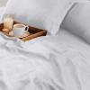 imageTribeca Living Crisp and Smooth Egyptian Cotton Percale Solid Sheets and Pillowcase Set Extra Deep Pocket 350 Thread Count 4Piece Luxury Bedding California King Light IvoryPure White