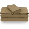imageTribeca Living Crisp and Smooth Egyptian Cotton Percale Solid Sheets and Pillowcase Set Extra Deep Pocket 350 Thread Count 4Piece Luxury Bedding California King Light IvoryEarth Oak