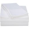 imageTribeca Living Crisp and Smooth Egyptian Cotton Percale Solid Sheets and Pillowcase Set Extra Deep Pocket 350 Thread Count 4Piece Luxury Bedding California King Light IvoryWhite