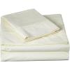 imageTribeca Living Crisp and Smooth Egyptian Cotton Percale Solid Sheets and Pillowcase Set Extra Deep Pocket 350 Thread Count 4Piece Luxury Bedding California King Light IvoryLight Ivory