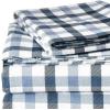 imageTribeca Living DBPL200EDSSTW 200GSM Micro Plaid Printed Flannel Sheet Set Twin MulticolorPlaid Navy Blue