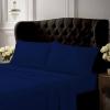 imageTribeca Living King Bed Sheet Set Crisp and Smooth Cotton Percale Solid Sheets and Pillowcase Set Extra Deep Pocket 300 Thread Count 4Piece Luxury Bedding WhiteMidnight Blue