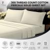 imageTribeca Living King Bed Sheet Set Crisp and Smooth Cotton Percale Solid Sheets and Pillowcase Set Extra Deep Pocket 300 Thread Count 4Piece Luxury Bedding WhiteIvory