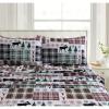 imageTribeca Living CHREVESNSHTW Deep Pocket Sheet Set Twin Xmas Eve SnowflakesPatchwork Plaid