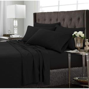 imageTribeca Living 120MFSHEETTWXCP UltraSoft Solid Deep Pocket 4Piece Sheet Set Twin XL Chili Pepper RedBlack