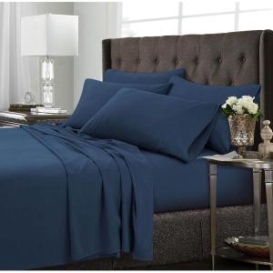 imageTribeca Living 120MFSHEETTWXCP UltraSoft Solid Deep Pocket 4Piece Sheet Set Twin XL Chili Pepper RedEstate Blue