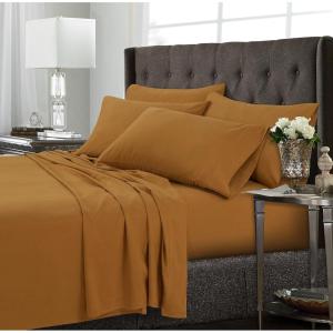 imageTribeca Living 120MFSHEETTWXCP UltraSoft Solid Deep Pocket 4Piece Sheet Set Twin XL Chili Pepper RedGlazed Ginger