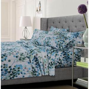 imageTribeca Living 120MFSHEETTWXCP UltraSoft Solid Deep Pocket 4Piece Sheet Set Twin XL Chili Pepper RedLeaves Multi
