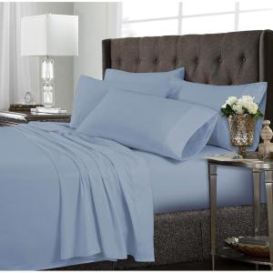 imageTribeca Living 120MFSHEETTWXCP UltraSoft Solid Deep Pocket 4Piece Sheet Set Twin XL Chili Pepper RedSky Blue