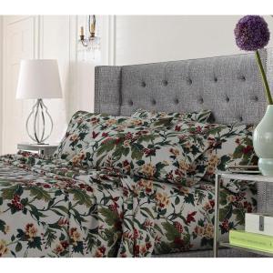 imageTribeca Living 120MFSHEETTWXCP UltraSoft Solid Deep Pocket 4Piece Sheet Set Twin XL Chili Pepper RedTrop Garden Multi