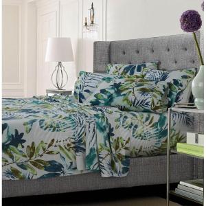 imageTribeca Living 120MFSHEETTWXCP UltraSoft Solid Deep Pocket 4Piece Sheet Set Twin XL Chili Pepper RedTrop Rainforest Multi