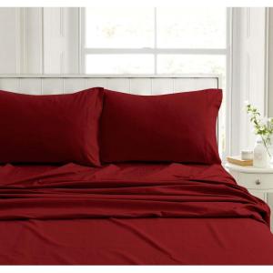 imageTribeca Living CHREVESNSHTW Deep Pocket Sheet Set Twin Xmas Eve SnowflakesCranberry