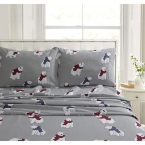 imageTribeca Living CHREVESNSHTW Deep Pocket Sheet Set Twin Xmas Eve SnowflakesPolar Bear