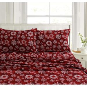 imageTribeca Living CHREVESNSHTW Deep Pocket Sheet Set Twin Xmas Eve SnowflakesXmas Eve Snowflakes