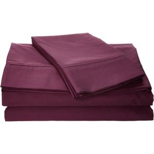 imageTribeca Living Crisp and Smooth Egyptian Cotton Percale Solid Sheets and Pillowcase Set Extra Deep Pocket 350 Thread Count 4Piece Luxury Bedding California King Light IvoryPurple