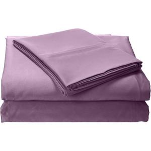 imageTribeca Living Crisp and Smooth Egyptian Cotton Percale Solid Sheets and Pillowcase Set Extra Deep Pocket 350 Thread Count 4Piece Luxury Bedding California King Light IvoryLavender