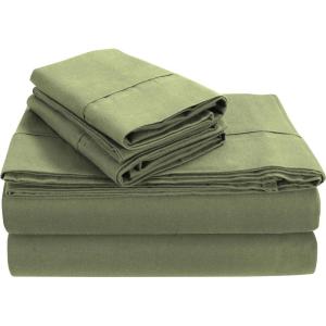 imageTribeca Living SOL230FLSSTWXSA Solid 230GSM Flannel Twill 24 inch Extra Deep Pocket Sheet Set with Oversize Flat Twin XL Sage GreenSage Green