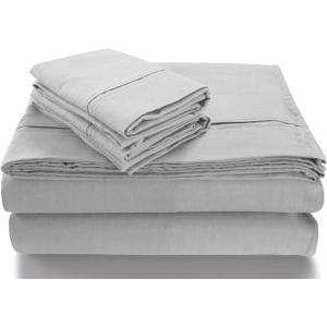 imageTribeca Living SOL230FLSSTWXSA Solid 230GSM Flannel Twill 24 inch Extra Deep Pocket Sheet Set with Oversize Flat Twin XL Sage GreenSilver Grey