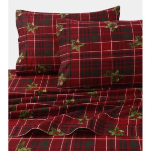 imageTribeca Living SOL230FLSSTWXSA Solid 230GSM Flannel Twill 24 inch Extra Deep Pocket Sheet Set with Oversize Flat Twin XL Sage GreenVintage Plaid