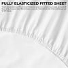 imageTribeca Living Cal King Flat Sheet Soft Egyptian Cotton Sateen Solid Sheets Oversized 500 Thread Count Luxury Bedding Midnight BlueCream