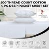imageTribeca Living Cal King Flat Sheet Soft Egyptian Cotton Sateen Solid Sheets Oversized 500 Thread Count Luxury Bedding Midnight BlueWhite