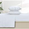imageTribeca Living King Bed Sheet Set Soft Egyptian Cotton Sateen Solid Sheets and Pillowcase Set Deep Pocket 500 Thread Count 6Piece Luxury Bedding White