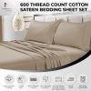 imageTribeca Living Soft Egyptian Cotton Sateen Solid Sheets and Pillowcase Set Deep Pocket 600 Thread Count 6Piece Luxury Bedding California King ClayClay