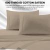 imageTribeca Living Soft Egyptian Cotton Sateen Solid Sheets and Pillowcase Set Deep Pocket 600 Thread Count 6Piece Luxury Bedding California King ClayClay