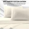 imageTribeca Living Soft Egyptian Cotton Sateen Solid Sheets and Pillowcase Set Deep Pocket 600 Thread Count 6Piece Luxury Bedding California King ClayIvory