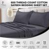 imageTribeca Living Soft Egyptian Cotton Sateen Solid Sheets and Pillowcase Set Deep Pocket 600 Thread Count 6Piece Luxury Bedding California King ClaySteel Grey