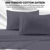 imageTribeca Living Soft Egyptian Cotton Sateen Solid Sheets and Pillowcase Set Deep Pocket 600 Thread Count 6Piece Luxury Bedding California King ClaySteel Grey
