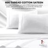 imageTribeca Living Soft Egyptian Cotton Sateen Solid Sheets and Pillowcase Set Deep Pocket 600 Thread Count 6Piece Luxury Bedding California King ClayWhite
